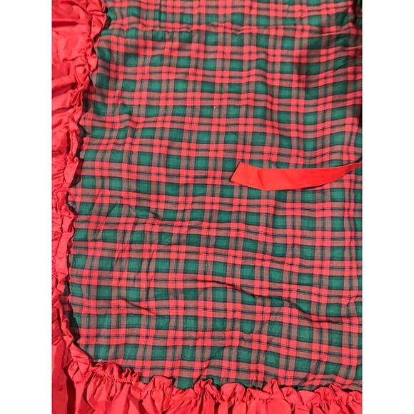 Christmas Tree Skirt Plaid Classic Red w Ruffle Edge Lined With Ties XL 52 x 52 - Picture 6 of 10